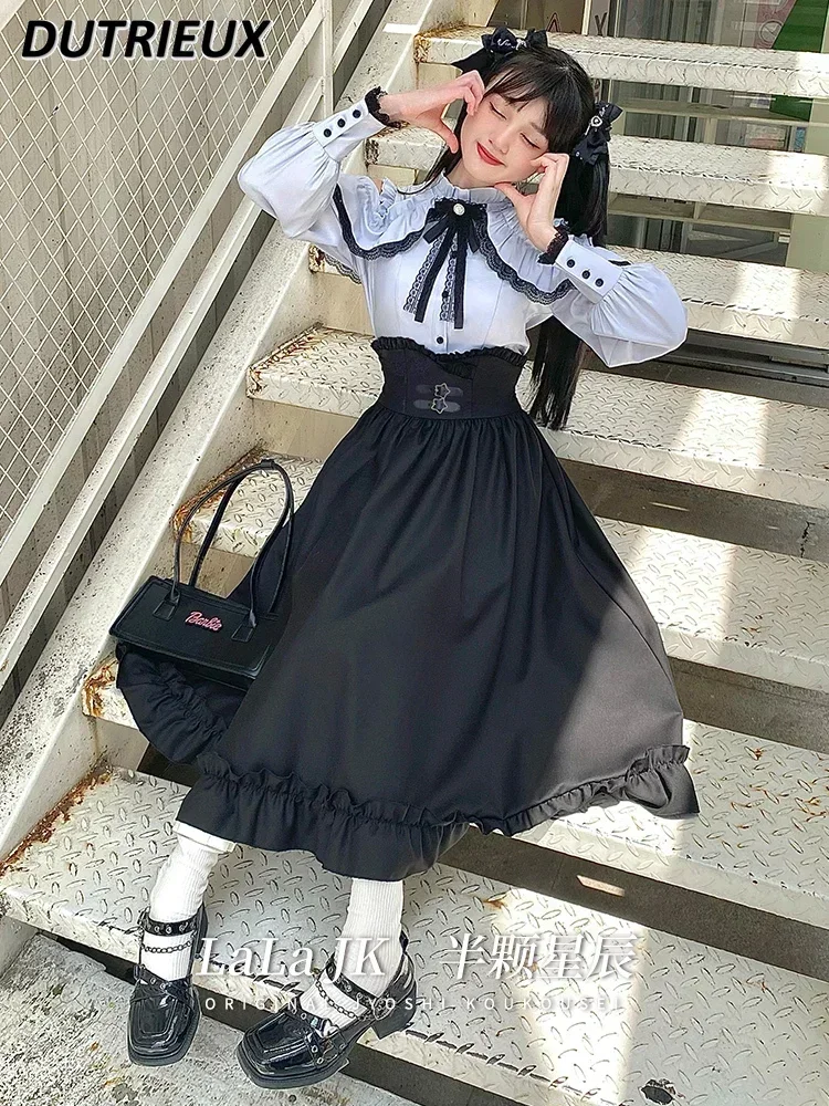 Lady Skirt Set Spring Autumn Women's Two Piece Set Water Color Mine Lolita Suit Off-Shoulder Long Sleeve Shirt Mid-Length Skirt
Lady Skirt Set Spring Autumn Women's Two Piece Set Water Color Mine Lolita Suit Off-Shoulder Long Sleeve Shirt Mid-Length Skirt