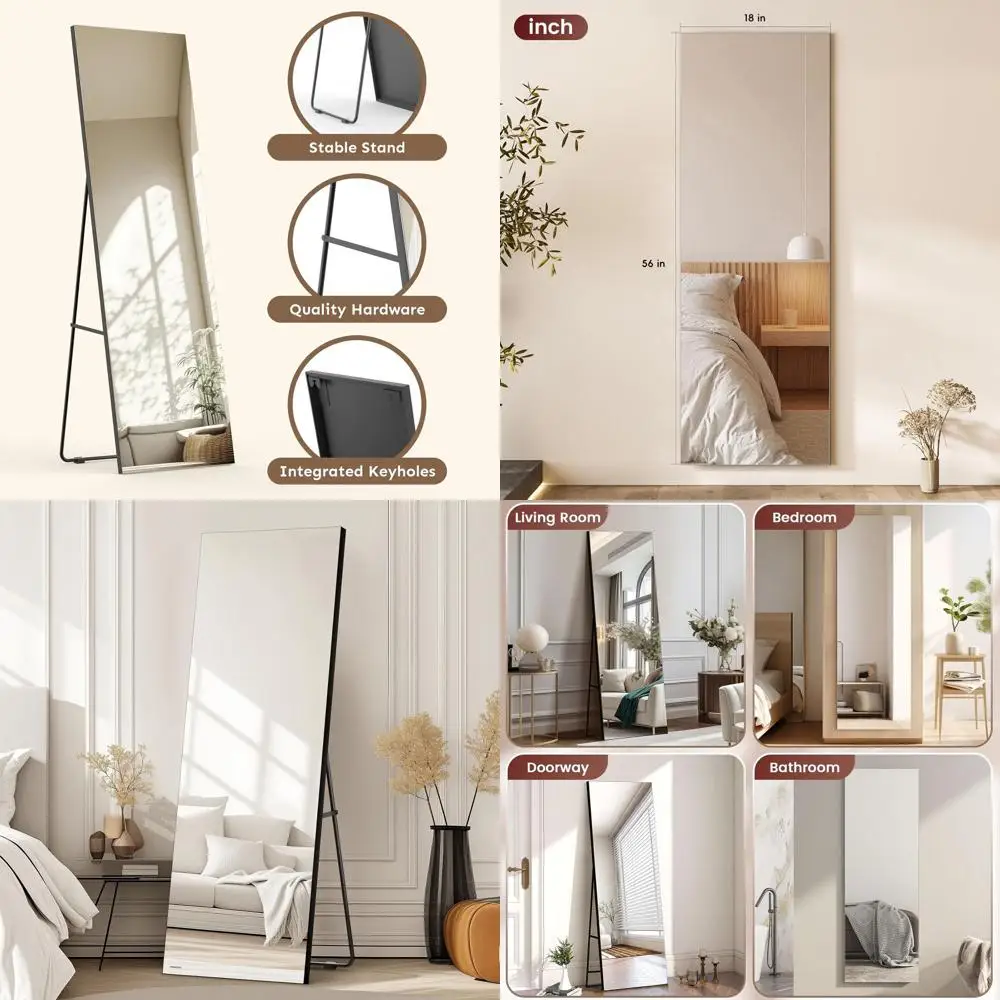56x18 Floor Mirror with Distortion-Free HD Reflection, Ideal for Bedrooms and Living Rooms, Wall-Mounted or Freestanding
56x18 Floor Mirror with Distortion-Free HD Reflection, Ideal for Bedrooms and Living Rooms, Wall-Mounted or Freestanding