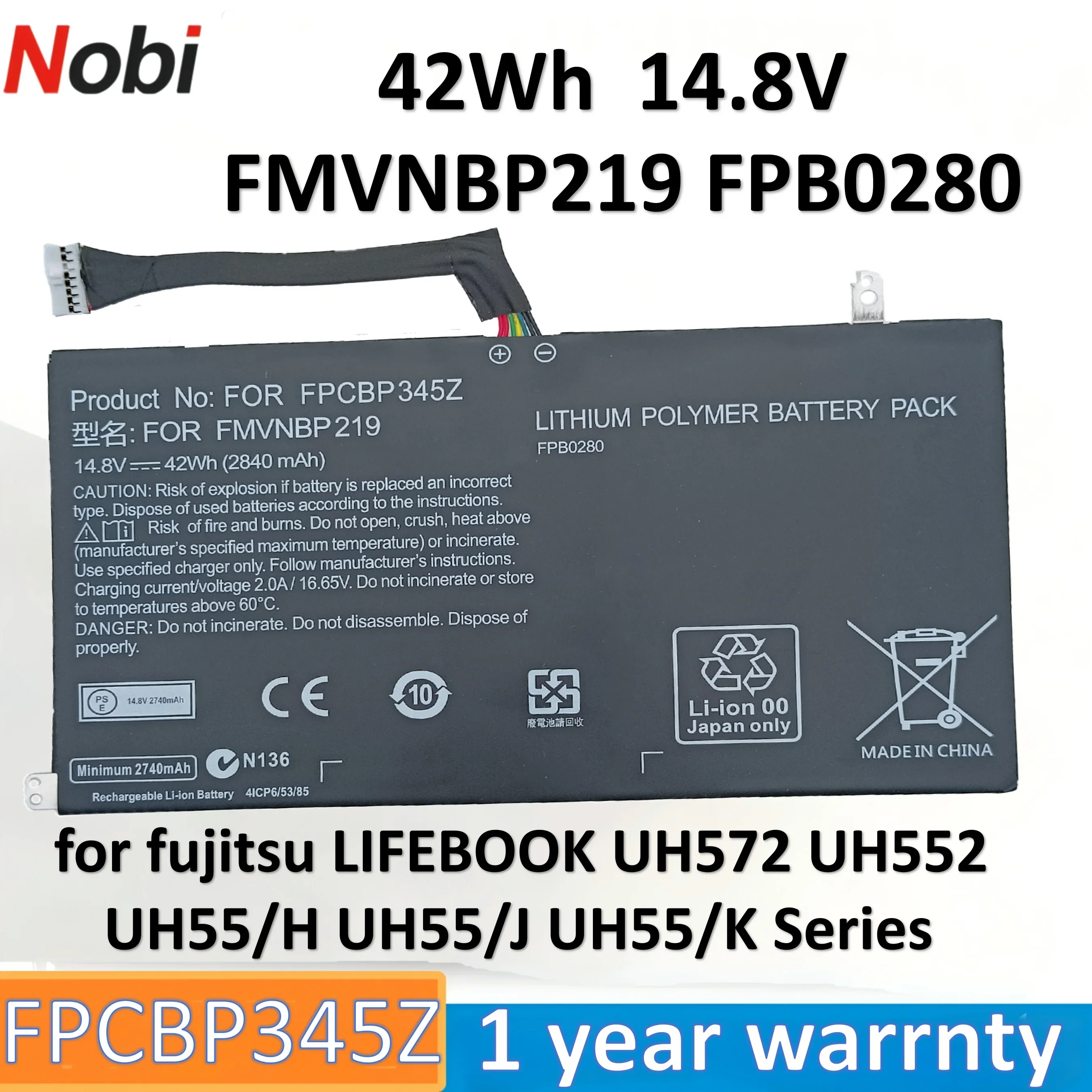 Аккумулятор Nobi FPCBP345Z FMVNBP219 FPB0280 для Fujitsu Lifebook UH572 UH552 UH55/H UH55/J UH55/K серии (42 Вт·ч, 14,8 В)
Аккумулятор Nobi FPCBP345Z FMVNBP219 FPB0280 для Fujitsu Lifebook UH572 UH552 UH55/H UH55/J UH55/K серии (42 Вт·ч, 14,8 В)