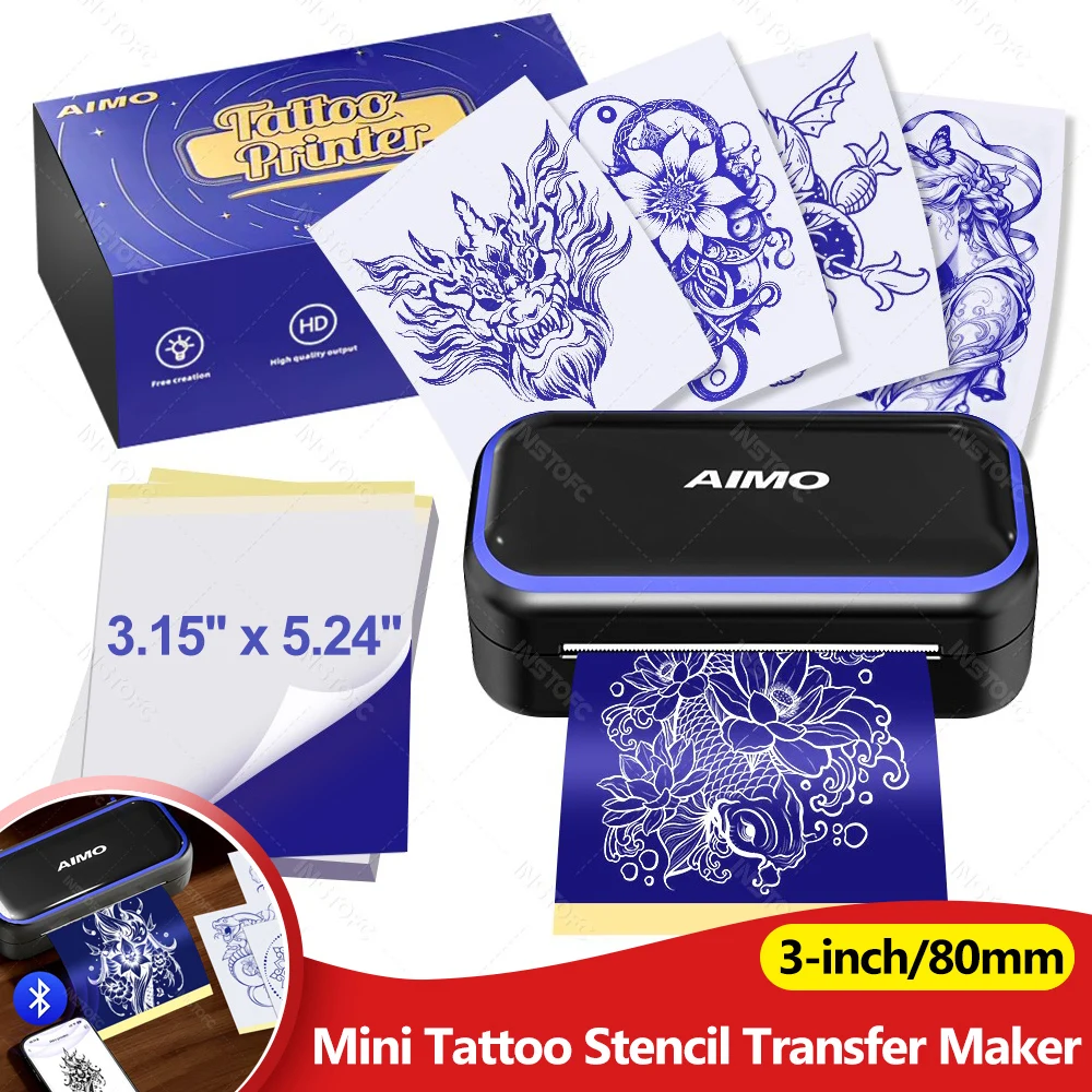 Mini 3inch/80mm Tattoo Stencil Transfer Printer AIMO MR3 Wireless Bluetooth Thermal Tattoo Maker Focus on Small Tattoo Pattern
Mini 3inch/80mm Tattoo Stencil Transfer Printer AIMO MR3 Wireless Bluetooth Thermal Tattoo Maker Focus on Small Tattoo Pattern