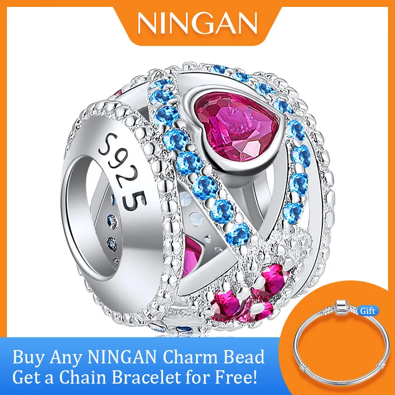 NINGAN Luxury Charms 925 Sterling Silver Beads for Bracelet Openwork Sparkling Colorful Zircon Ball Charms Diy Fine Jewelry
NINGAN Luxury Charms 925 Sterling Silver Beads for Bracelet Openwork Sparkling Colorful Zircon Ball Charms Diy Fine Jewelry
