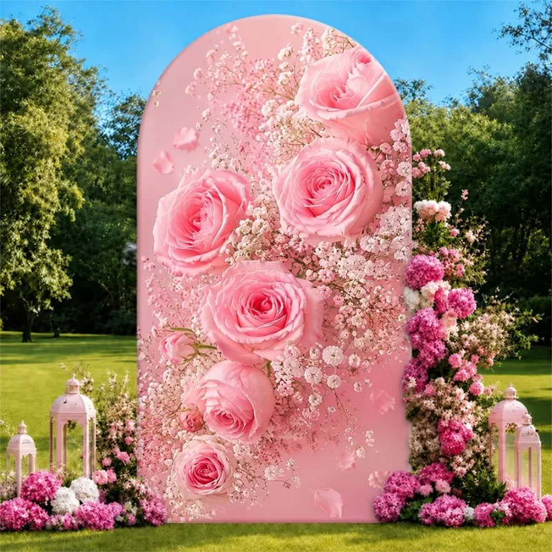 Single Side Arch Backdrop Cover Elegant Pink Rose Arch Background for Wedding or Party Decor with Floral Arrangement
Single Side Arch Backdrop Cover Elegant Pink Rose Arch Background for Wedding or Party Decor with Floral Arrangement