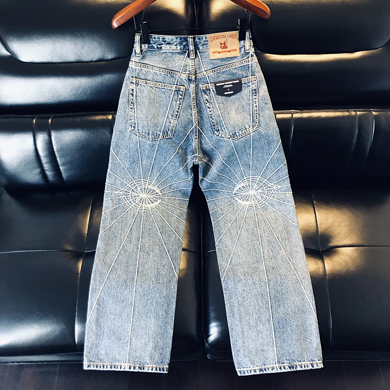 Мужские джинсы свободного кроя высокого качества, весна-осень, модные, с вышивкой в виде паутины, широкие прямые брюки
Мужские джинсы свободного кроя высокого качества, весна-осень, модные, с вышивкой в виде паутины, широкие прямые брюки