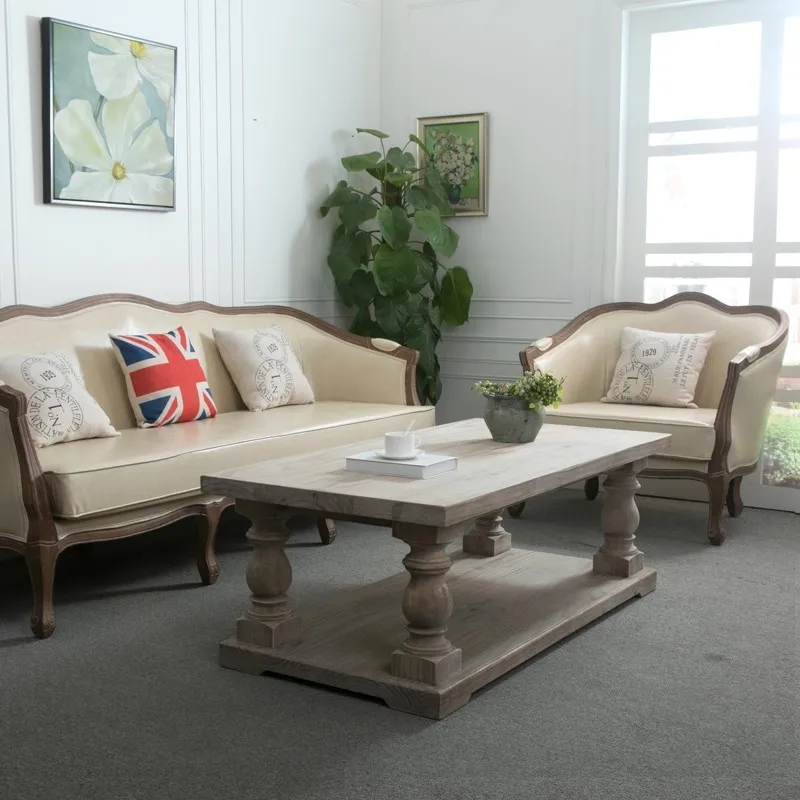 Solid wood coffee table sofa European and American French country retro old Roman pillar villa hotel
Solid wood coffee table sofa European and American French country retro old Roman pillar villa hotel