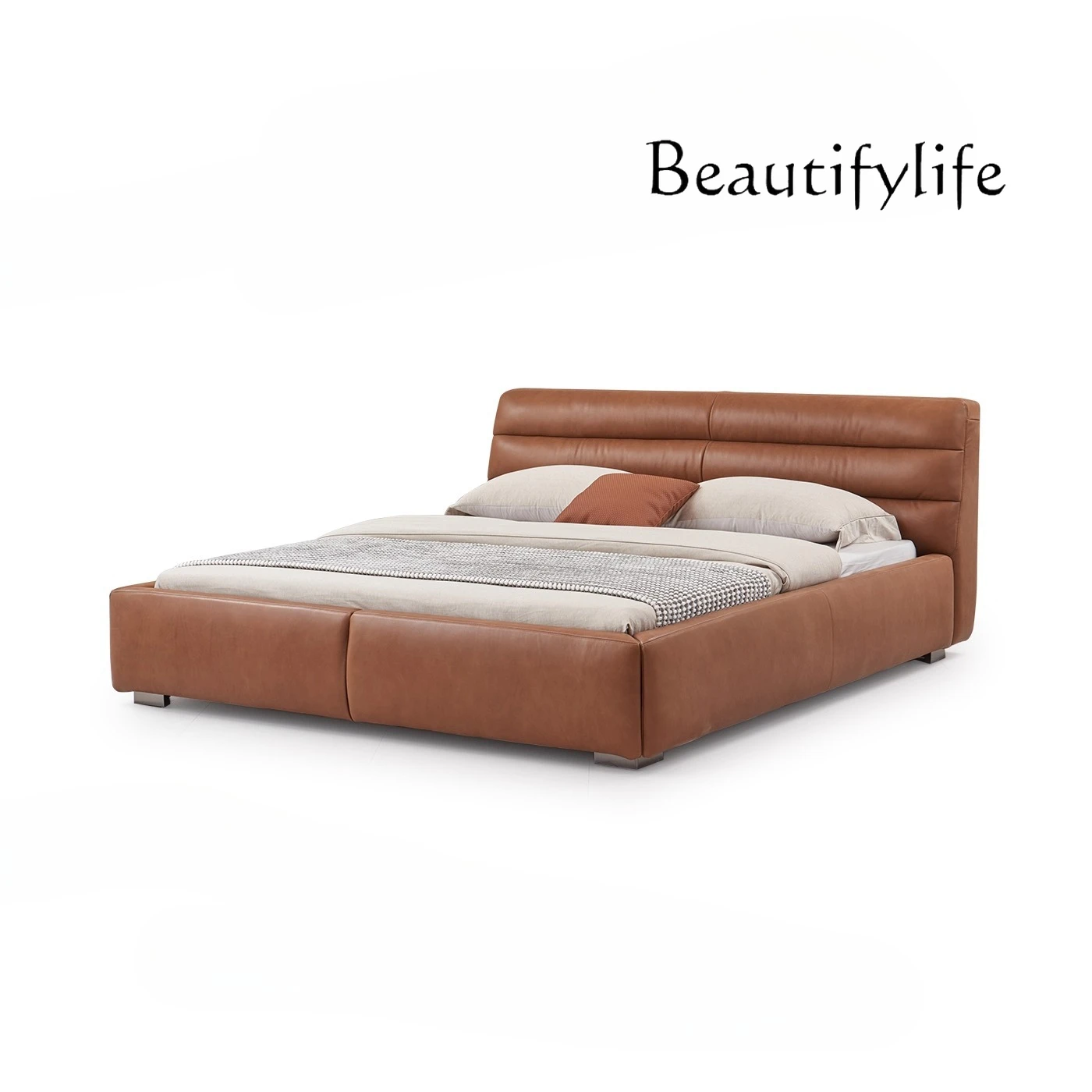 New Italian minimalist oil wax leather bed antique home use modern designer high-end soft bag bed
New Italian minimalist oil wax leather bed antique home use modern designer high-end soft bag bed