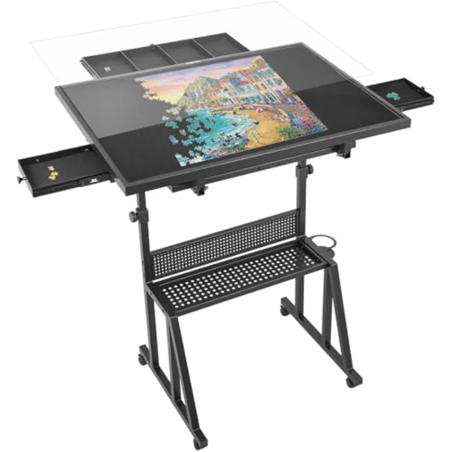 1500 Piece Jigsaw Puzzle Table with 6 Drawers, Adjustable Height and 13 Tilt Angles, Puzzle Board for Adults with Transparent C
1500 Piece Jigsaw Puzzle Table with 6 Drawers, Adjustable Height and 13 Tilt Angles, Puzzle Board for Adults with Transparent C