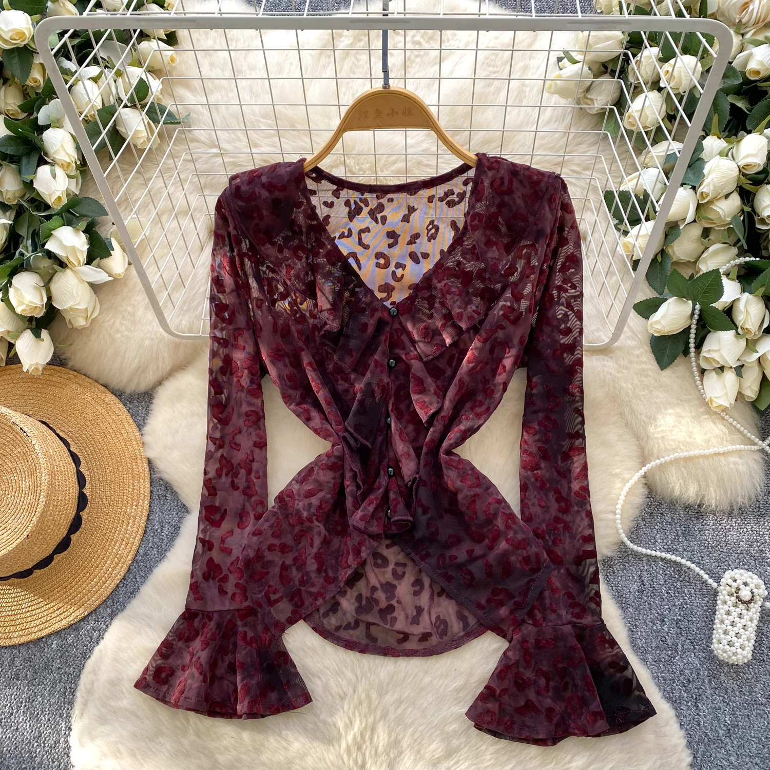 Chic Elegant long sleeve ruffle split mesh blouse Vintage Fairy Autumn korean fashion Women Clothing
Chic Elegant long sleeve ruffle split mesh blouse Vintage Fairy Autumn korean fashion Women Clothing