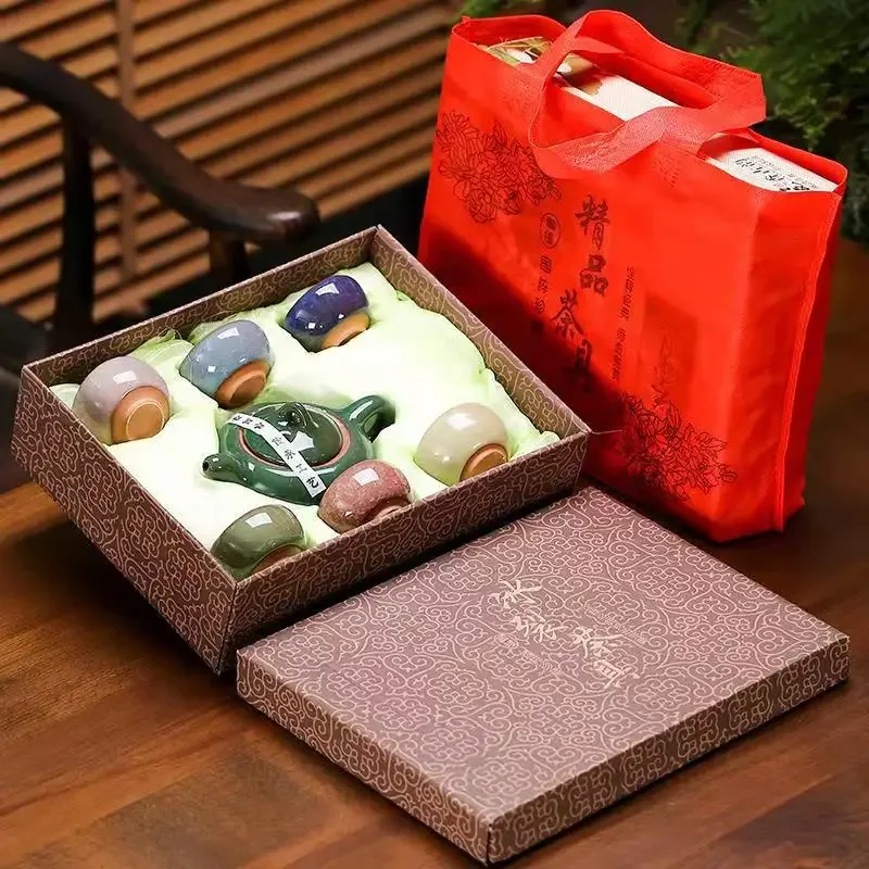 Colorful ice tea set set ceramic kung fu tea set business gift printing logo with hand gift
Colorful ice tea set set ceramic kung fu tea set business gift printing logo with hand gift