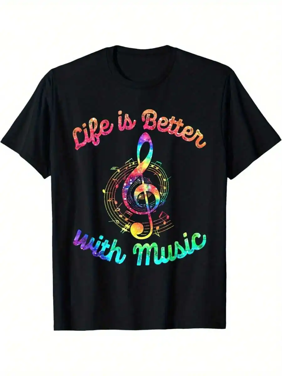 Life Is Better With Music Treble Clef Rainbow Print Cotton T-Shirt Casual Short Sleeve
Life Is Better With Music Treble Clef Rainbow Print Cotton T-Shirt Casual Short Sleeve