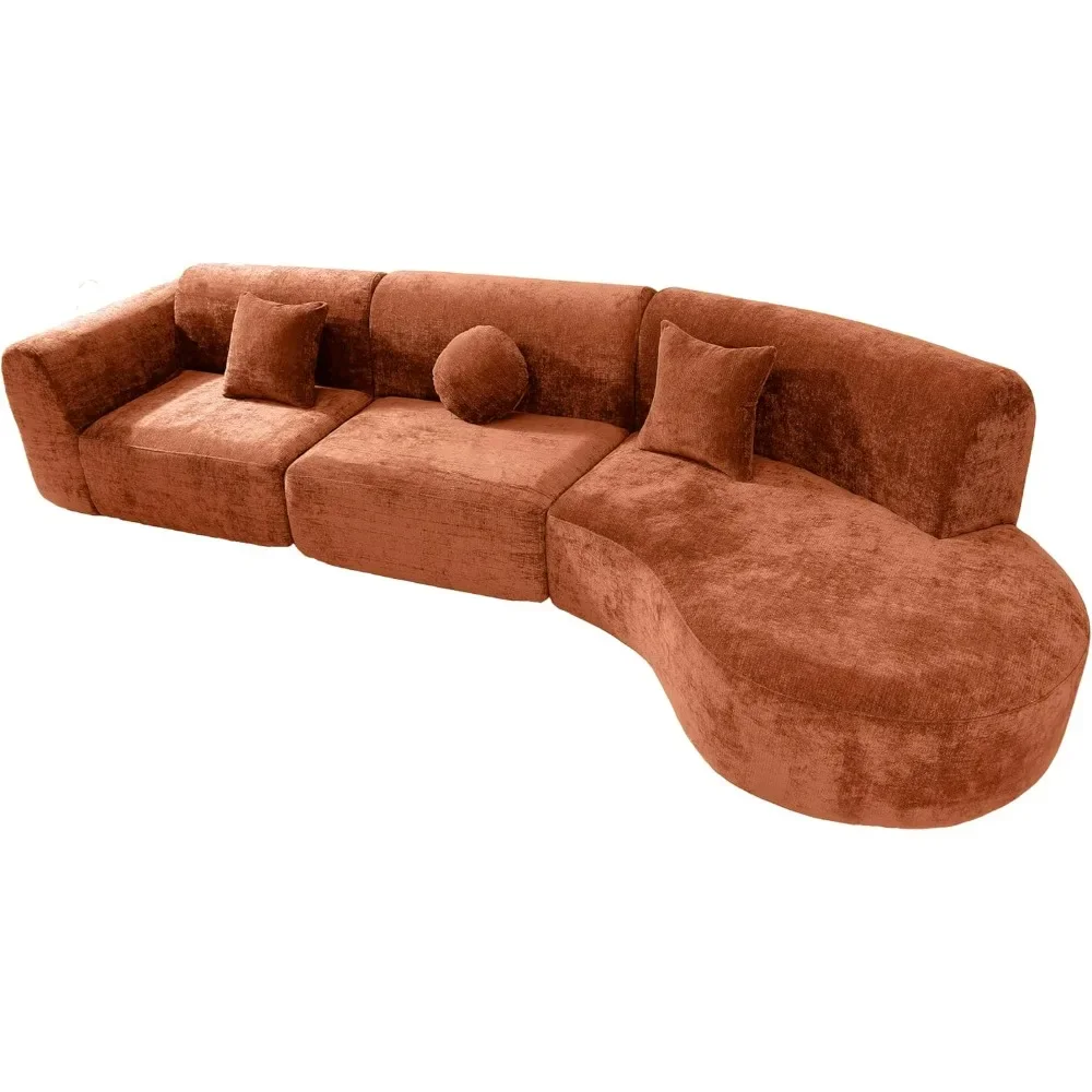140" Modern Curved Sectional Sofa, High-Density Fully Compressed Sponge and Chaise Lounge, Fully Assembled Right Hand Facing
140" Modern Curved Sectional Sofa, High-Density Fully Compressed Sponge and Chaise Lounge, Fully Assembled Right Hand Facing