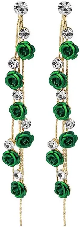 Women's Earrings Red Rose Flower Dangle Chain Earrings Cubic Zirconia Long Elegant Earrings
Women's Earrings Red Rose Flower Dangle Chain Earrings Cubic Zirconia Long Elegant Earrings