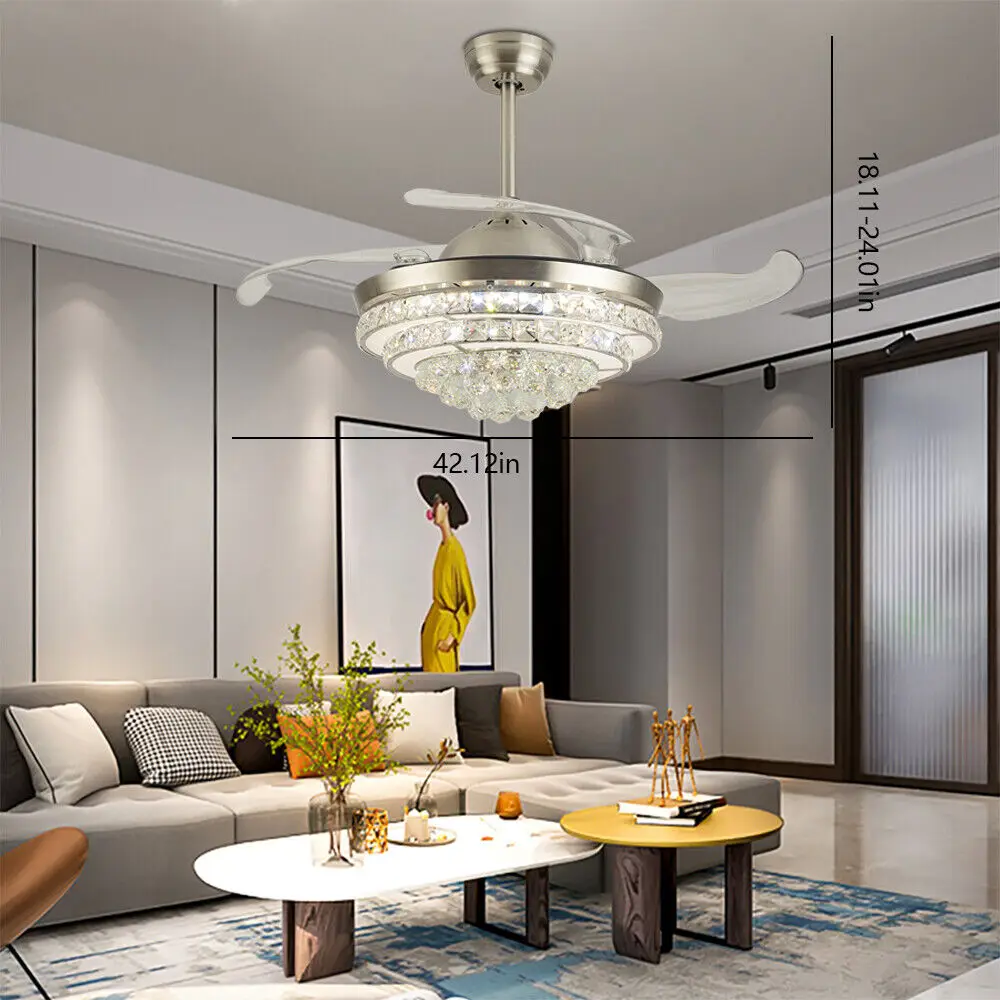 42 inch Ceiling Fan Invisible Fan Light LED Chandelier with Remote Control Dimmable Luxury
42 inch Ceiling Fan Invisible Fan Light LED Chandelier with Remote Control Dimmable Luxury