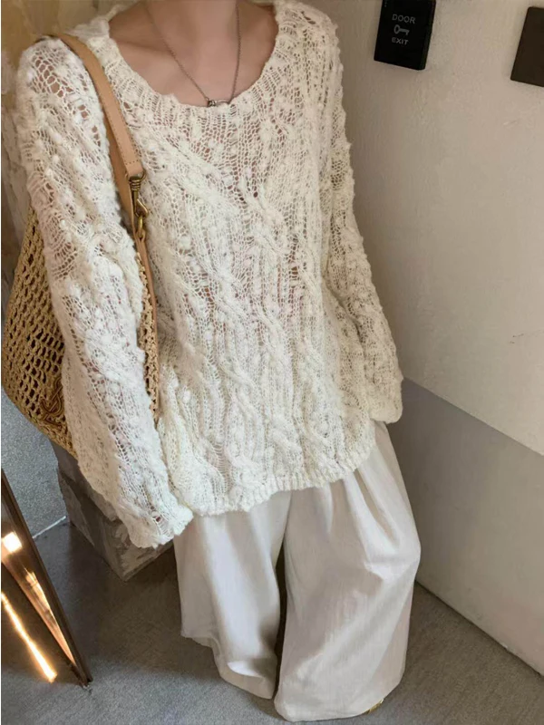 Spring Summer Loose Casual Korean Style Hollow Knitted Sweater Women's Cover up Beautiful Matching Bean Thread Lazy Style
Spring Summer Loose Casual Korean Style Hollow Knitted Sweater Women's Cover up Beautiful Matching Bean Thread Lazy Style