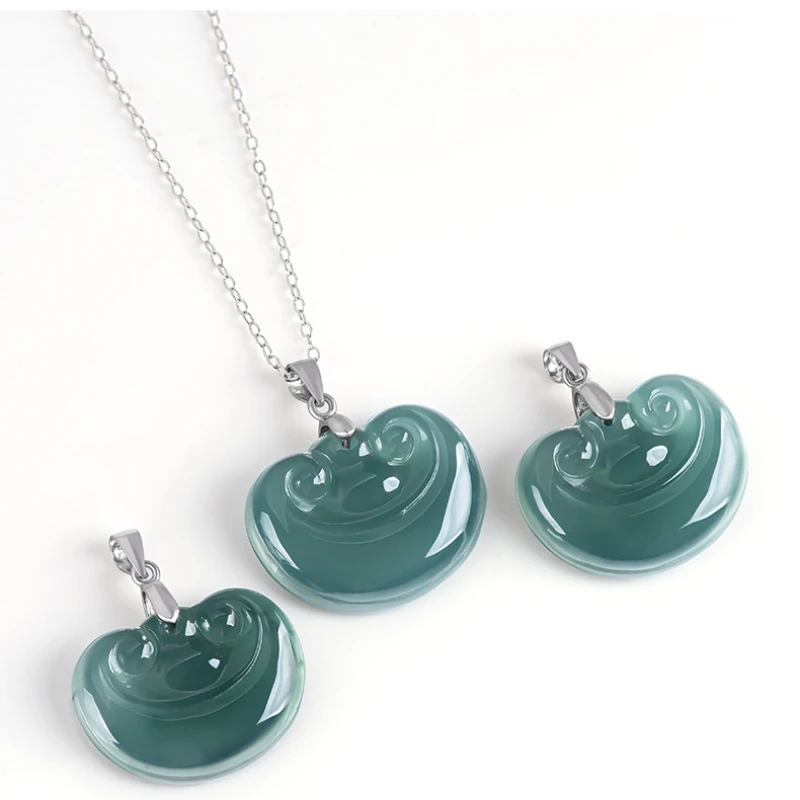 JiaLe/925 Silver Inlaid Natural Blue Water Jade Ru yi Necklace Pendant Personalized Fashion Men Women Couples Fine Jewelry Gift
JiaLe/925 Silver Inlaid Natural Blue Water Jade Ru yi Necklace Pendant Personalized Fashion Men Women Couples Fine Jewelry Gift