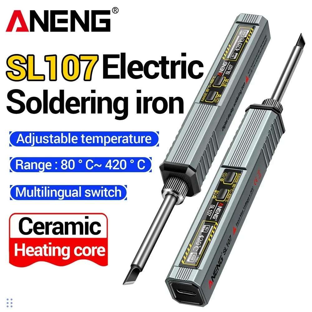 ANENG SL107 Electric Soldering Iron Professional Adjustable Temperatur Voltage Welding Equipment Ocfast Charging Tester Tools
ANENG SL107 Electric Soldering Iron Professional Adjustable Temperatur Voltage Welding Equipment Ocfast Charging Tester Tools