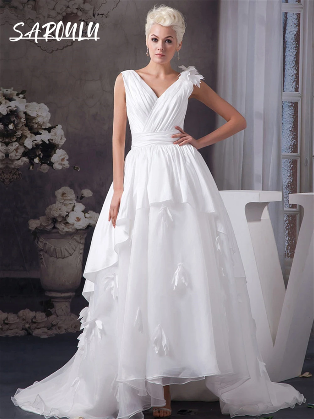 Modern Chiffon White Wedding Dress V Neck 3D Floral Appliqyes A Line Tulle Bridal Gown Plus Size Tank Sleeves Bride Dresses
Modern Chiffon White Wedding Dress V Neck 3D Floral Appliqyes A Line Tulle Bridal Gown Plus Size Tank Sleeves Bride Dresses
