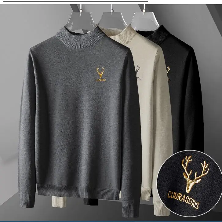 Thiened f-High Collar Men's Knitted Sweater Autumn Winter Warm Base Layer irt Busin Sle Long Sve Crew Ne
Thiened f-High Collar Men's Knitted Sweater Autumn Winter Warm Base Layer irt Busin Sle Long Sve Crew Ne