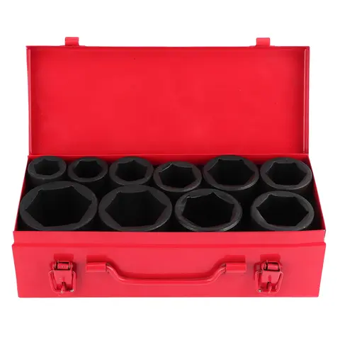 10 peças soquete métrico de impacto profundo 3/4 polegadas unidade 6 pontos portátil conjunto de ferramentas para carro 22-50mm