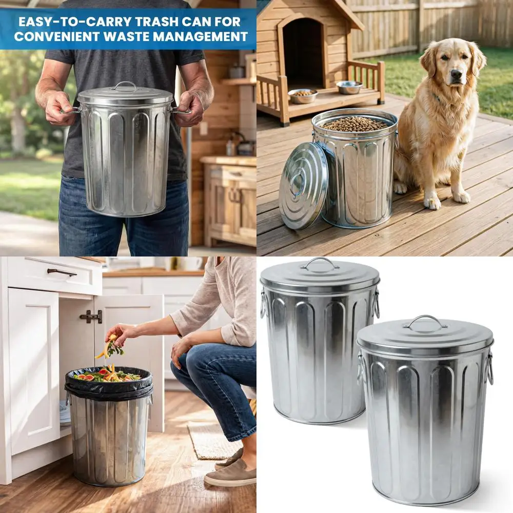 5 Gallon Outdoor Galvanized Metal Trash Can with Lid, Ideal for Ashes, Wood Stove Storage, Pet Food, Bird Seed Container (2 Pack
5 Gallon Outdoor Galvanized Metal Trash Can with Lid, Ideal for Ashes, Wood Stove Storage, Pet Food, Bird Seed Container (2 Pack