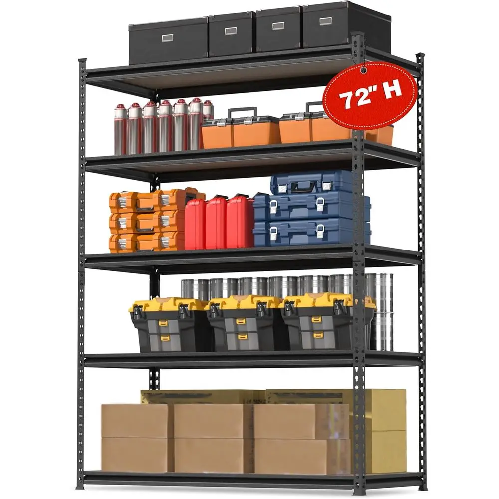 5-Tier Adjustable Metal Storage Shelves, Heavy Duty Rack for Garage, Kitchen, 72H x 36W x 18D, Black
5-Tier Adjustable Metal Storage Shelves, Heavy Duty Rack for Garage, Kitchen, 72H x 36W x 18D, Black