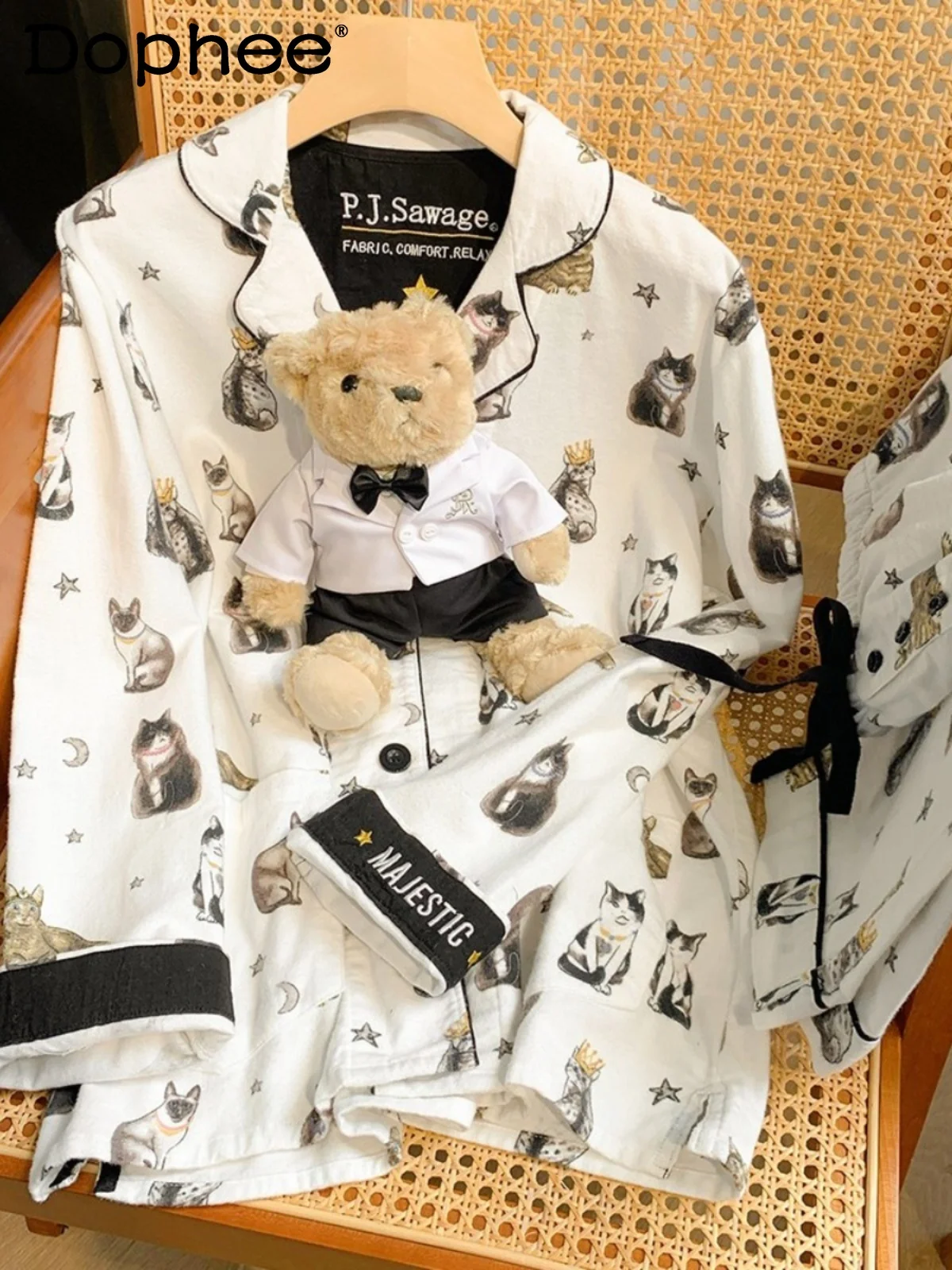 Pure Cotton Soft Brushed Cartoon Cute Long Sleeve Pajamas Skin-Friendly Loose Casual Turn-Down Collar Homewear Set for Women
Pure Cotton Soft Brushed Cartoon Cute Long Sleeve Pajamas Skin-Friendly Loose Casual Turn-Down Collar Homewear Set for Women