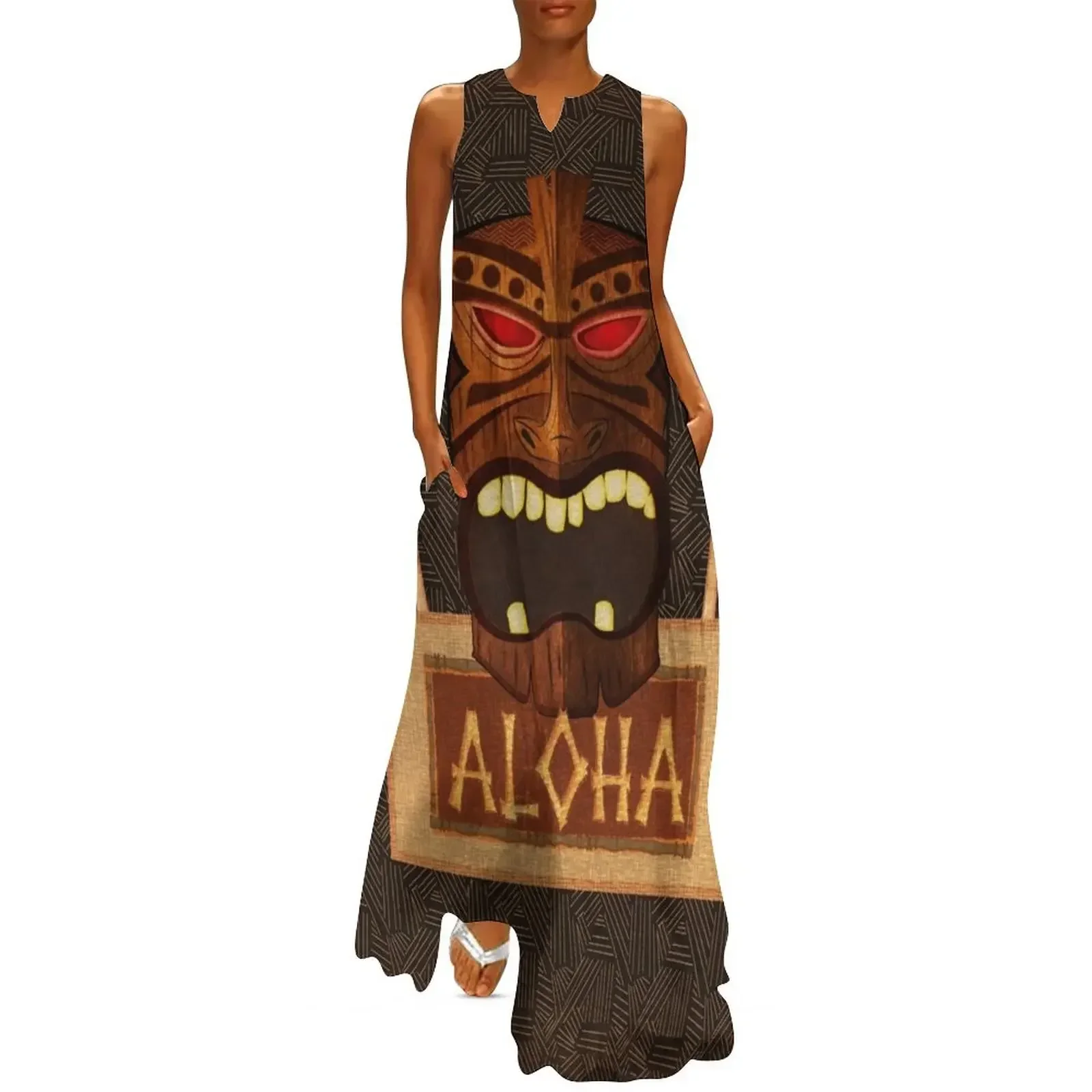 Vintage Wood Tiki Aloha Long Dress evening dress summer dress daily Women's clothing
Vintage Wood Tiki Aloha Long Dress evening dress summer dress daily Women's clothing