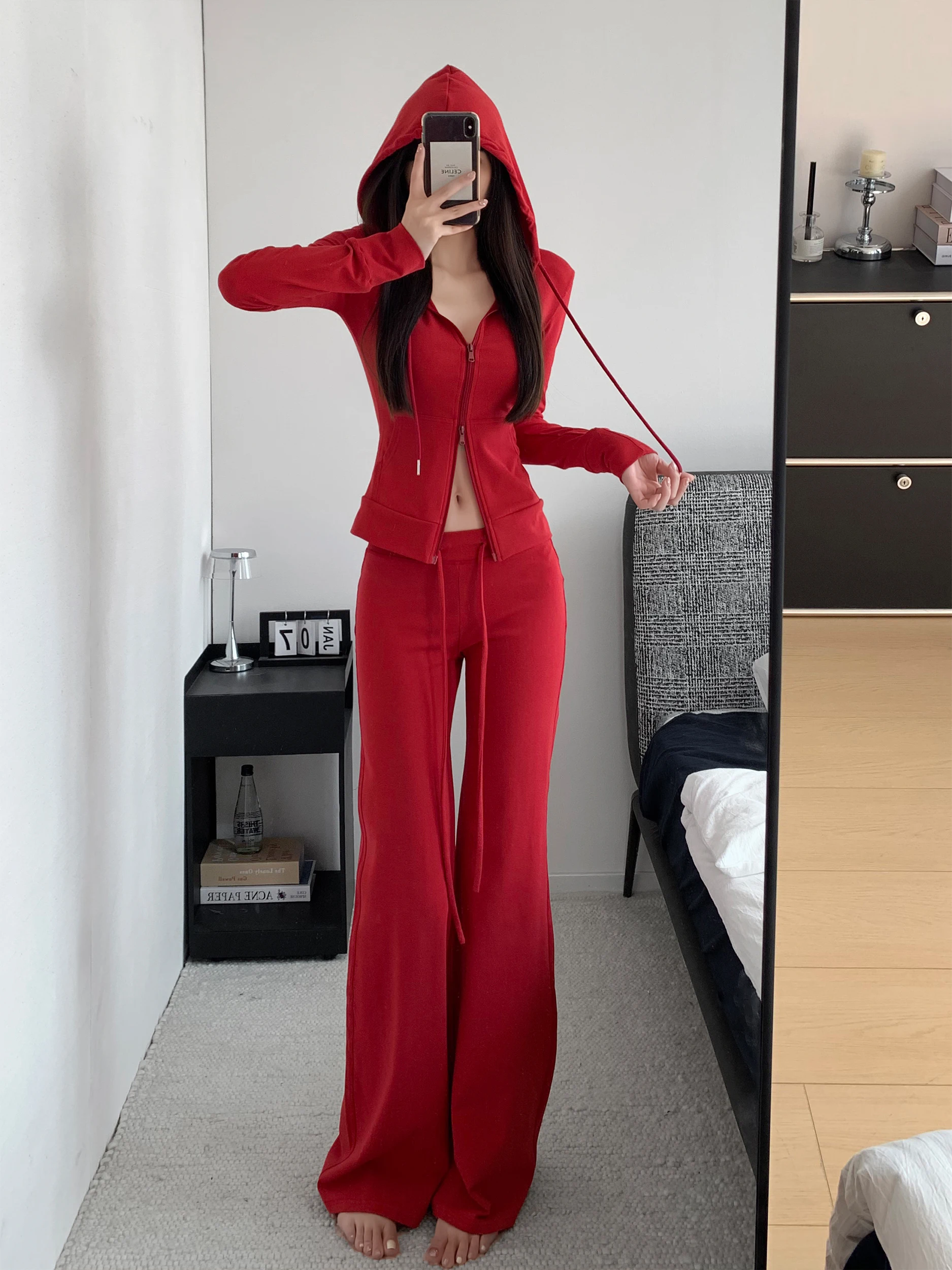 Women's Casual Hoodie Jacket And Straight Leg Pants Two-Piece Set High Waist Long Pants Cotton Long Sleeve Autumn Winter Spring
Women's Casual Hoodie Jacket And Straight Leg Pants Two-Piece Set High Waist Long Pants Cotton Long Sleeve Autumn Winter Spring