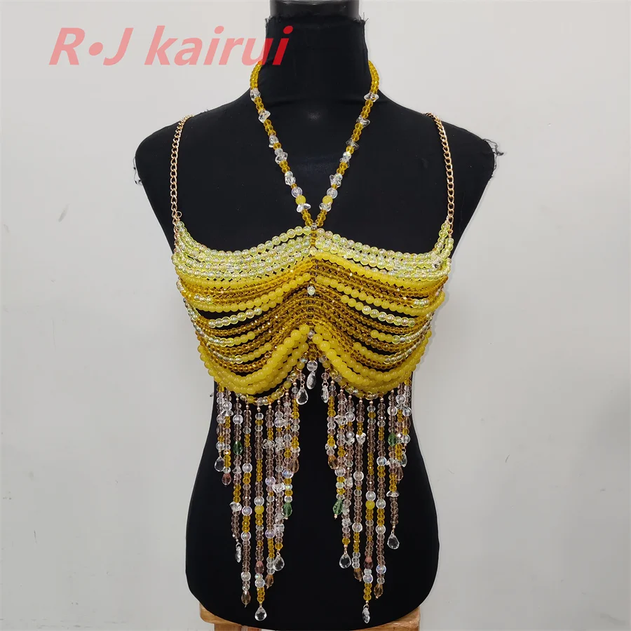 RJ Fashion Handmade Jewelry Beads Neck Bra Yellow Color Hollow Acrylic Top Sexy Girl Island Pool Vacation Body Chain
RJ Fashion Handmade Jewelry Beads Neck Bra Yellow Color Hollow Acrylic Top Sexy Girl Island Pool Vacation Body Chain