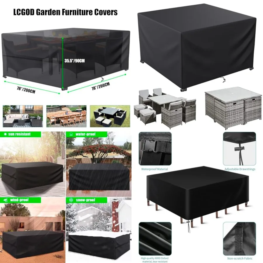 LCOGD Patio Furniture Cover, Outdoor Furniture Covers Waterproof General Purpose, Outdoor Sofa Sets Covers Heavy Duty Windproof
LCOGD Patio Furniture Cover, Outdoor Furniture Covers Waterproof General Purpose, Outdoor Sofa Sets Covers Heavy Duty Windproof