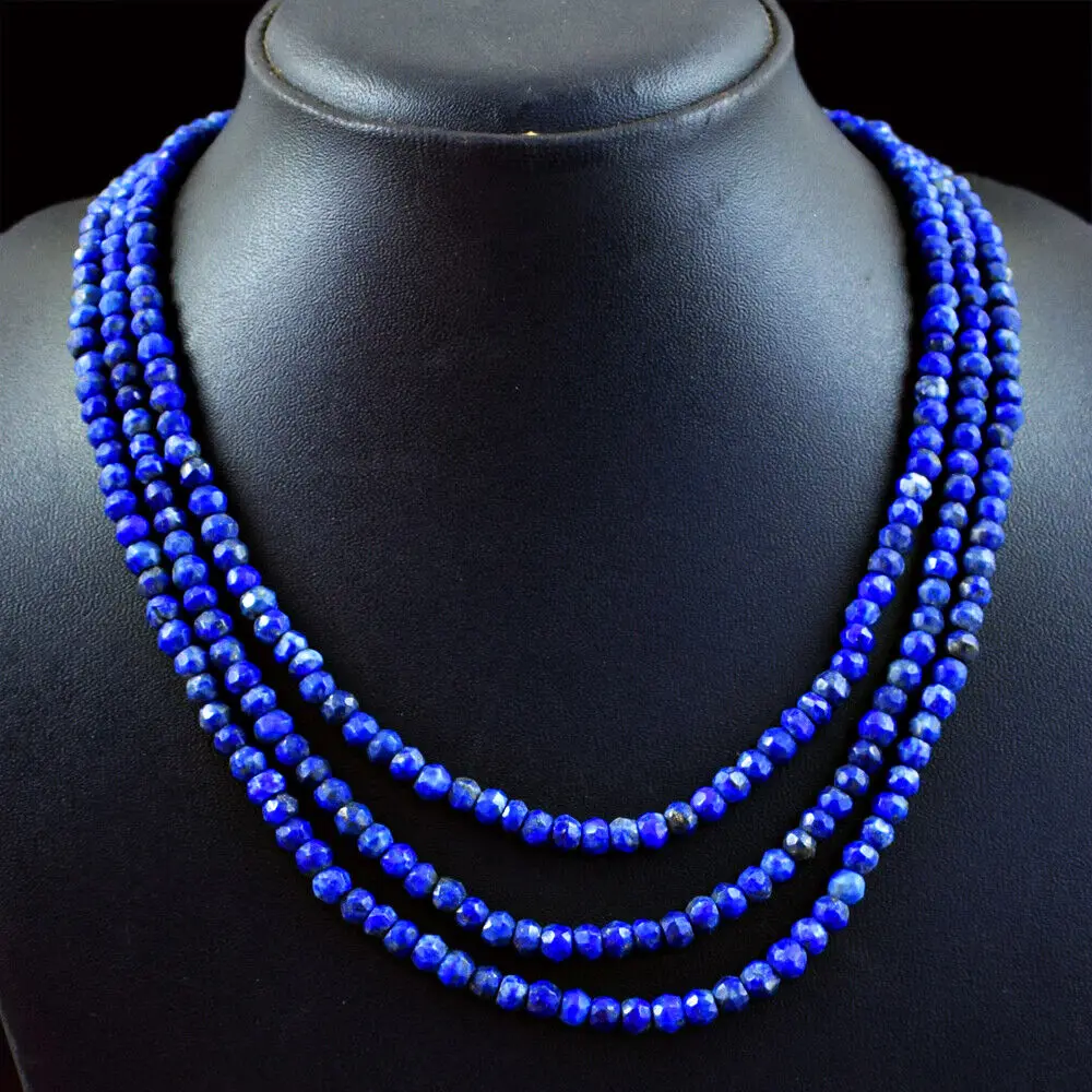 335.00 Cts Natural 3 Line Lapis Lazuli Round Cut Beads Necklace NK 25E114 (RS)
335.00 Cts Natural 3 Line Lapis Lazuli Round Cut Beads Necklace NK 25E114 (RS)