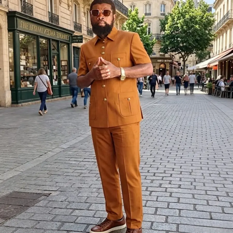 Single Breasted Safari Suits 2 Pieces Men Suits for Prom Slim Fit Blazer w Pants Set Summer Wedding Groom Business Beach Party
Single Breasted Safari Suits 2 Pieces Men Suits for Prom Slim Fit Blazer w Pants Set Summer Wedding Groom Business Beach Party