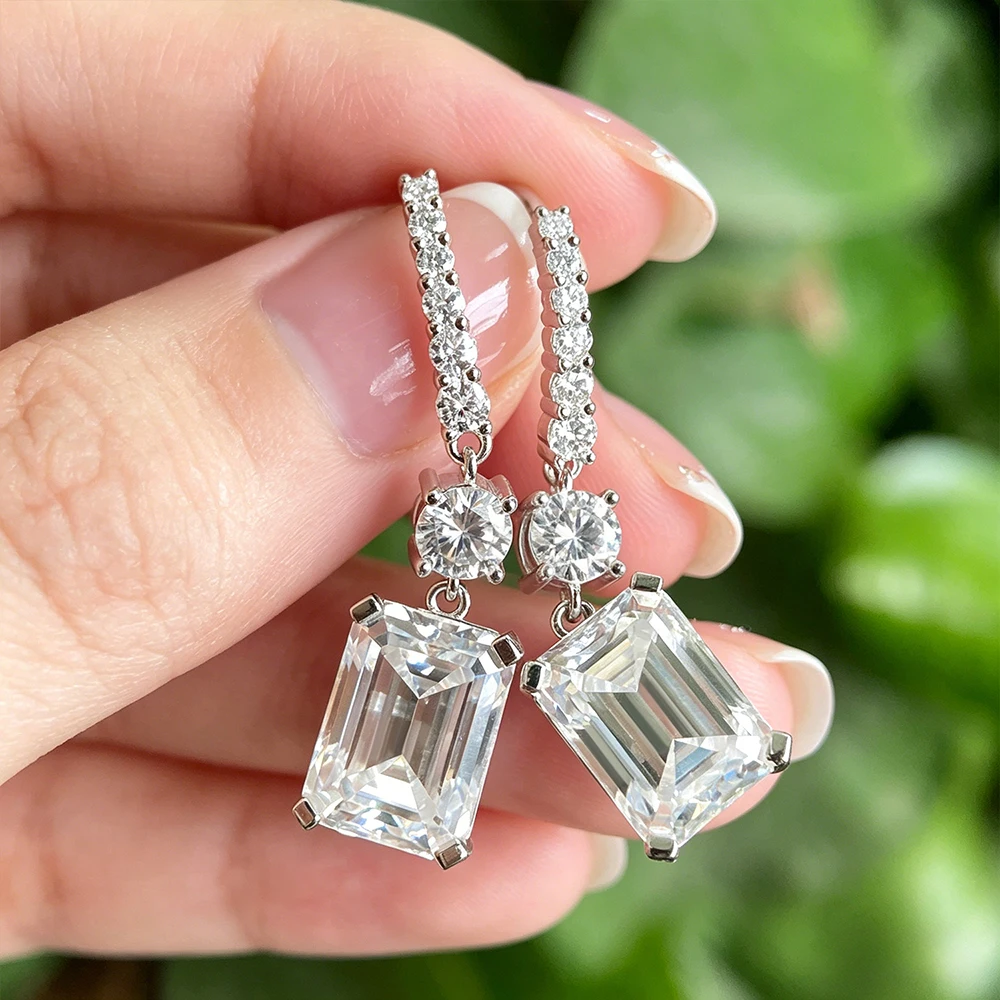 HORRIPAL D Color Emerald Cut Moissanite Drop Earrings GRA Certified Lab Grow Diamond S925 Sterling Silver Women's Gift Jewelry
HORRIPAL D Color Emerald Cut Moissanite Drop Earrings GRA Certified Lab Grow Diamond S925 Sterling Silver Women's Gift Jewelry
