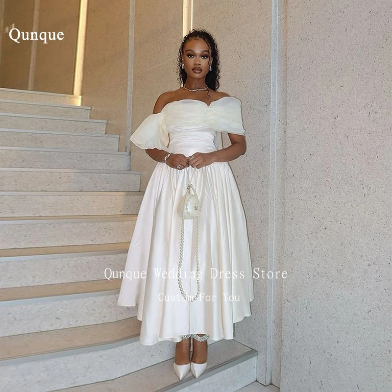 Qunque Simple Satin Woman's Wedding Dresses Sexy Organza Sleeves Pleat Off The Shoulder Bride Gowns Vestido De Novia Customized
Qunque Simple Satin Woman's Wedding Dresses Sexy Organza Sleeves Pleat Off The Shoulder Bride Gowns Vestido De Novia Customized