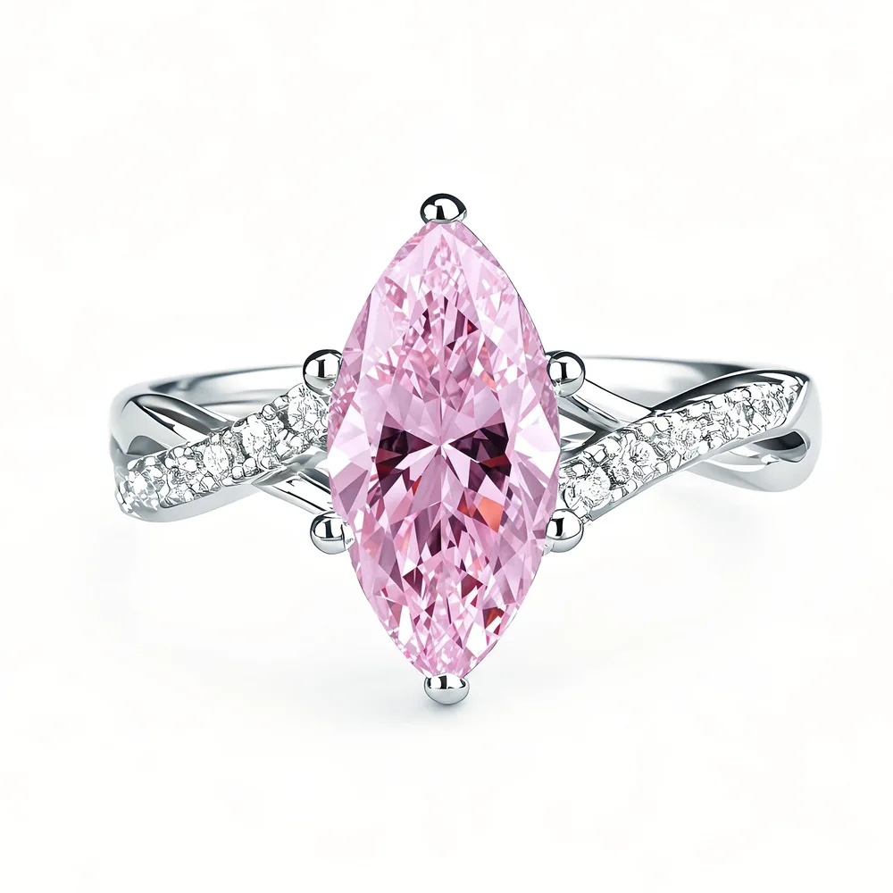 New S925 Silver Pink Diamond Ring Women's Fashion Light Luxury High Sense 6x12mm Horse Eye High Carbon Diamond Ring
New S925 Silver Pink Diamond Ring Women's Fashion Light Luxury High Sense 6x12mm Horse Eye High Carbon Diamond Ring