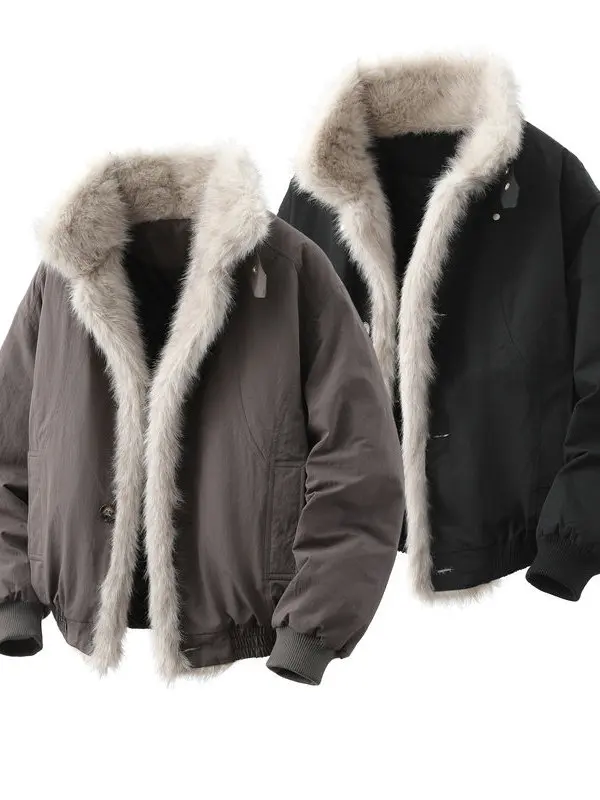 American Style Cotton Jacket Men's Winter Thickened Lamb Fur Collar Parka Coat Warmth Casual Loose Fit Youth Popular
American Style Cotton Jacket Men's Winter Thickened Lamb Fur Collar Parka Coat Warmth Casual Loose Fit Youth Popular
