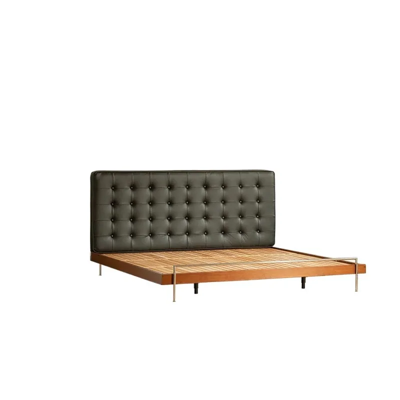 Leather master bedroom double bed, bedroom 1.8 meters solid wood soft bag, modern Italian minimalist black leather art bed
Leather master bedroom double bed, bedroom 1.8 meters solid wood soft bag, modern Italian minimalist black leather art bed