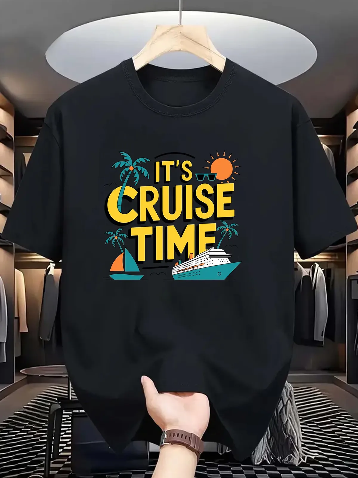 It's Cruise Time Graphic T-Shirt for Men & Women - Black Tropical Cruise Design
It's Cruise Time Graphic T-Shirt for Men & Women - Black Tropical Cruise Design