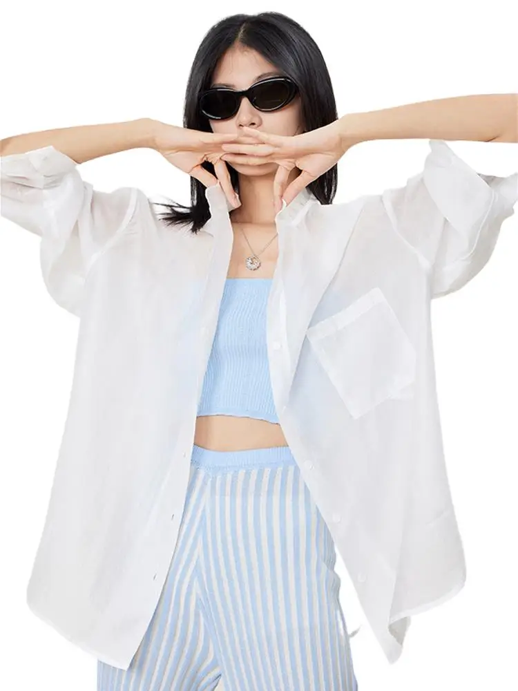 Rayon See-Through Shirt Lightweight Women Long Sleeve Cardigan Shirts One Breasted Loose Overshirt 2024 Summer Sunscreen Shirt
Rayon See-Through Shirt Lightweight Women Long Sleeve Cardigan Shirts One Breasted Loose Overshirt 2024 Summer Sunscreen Shirt