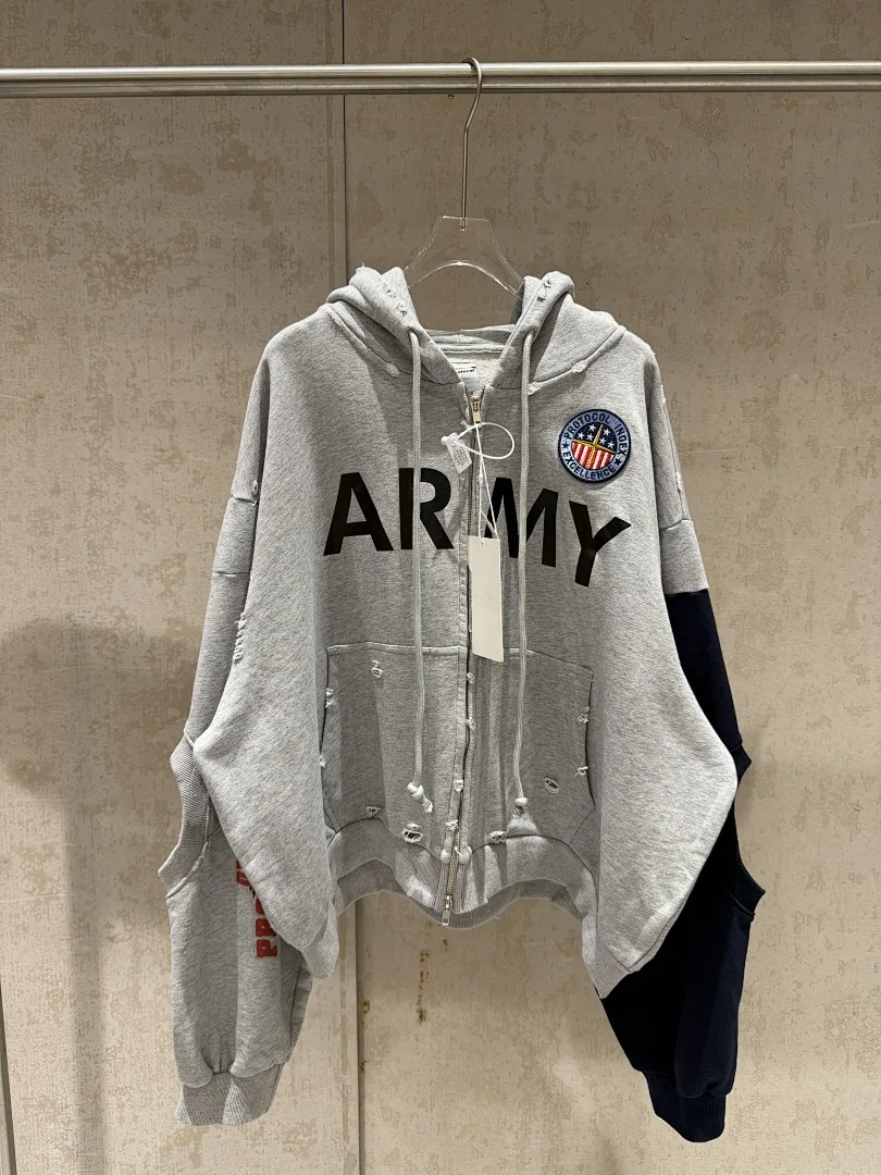 25FW Protocol Index Talk Project G/R Hoodie Vintage Washed Destroyed ARMY Print Patchwork Oversized Zip Up Sweatshirt
25FW Protocol Index Talk Project G/R Hoodie Vintage Washed Destroyed ARMY Print Patchwork Oversized Zip Up Sweatshirt