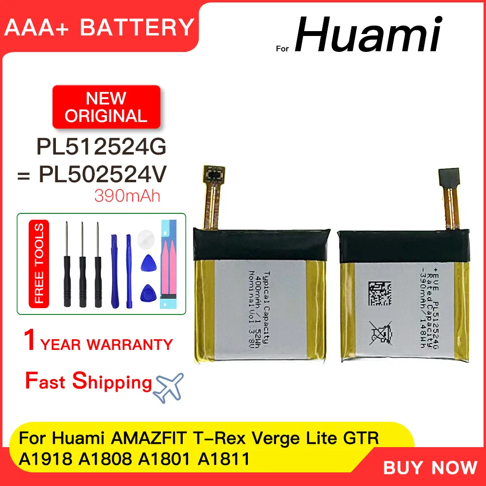 100% genuine PL502524V PL512524G Battery For Huami AMAZFIT T-rex Verge Lite Gtr A1918 A1808 A1801 A1811 Smart Watch Batterie
100% genuine PL502524V PL512524G Battery For Huami AMAZFIT T-rex Verge Lite Gtr A1918 A1808 A1801 A1811 Smart Watch Batterie