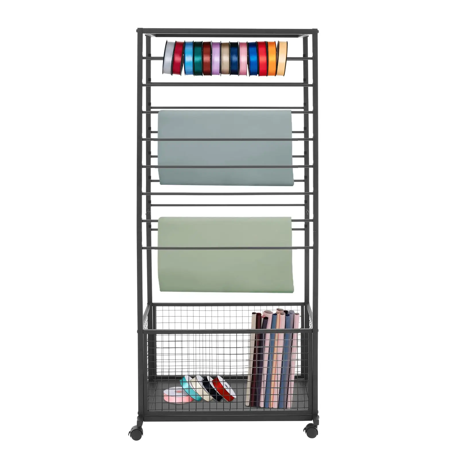 16 Tier Ribbon Organizer Rack with 4 Wheels, Adjustable Spacing Ribbon Display Rack Storage Shelf, Movable Ribbon Stand Cart
16 Tier Ribbon Organizer Rack with 4 Wheels, Adjustable Spacing Ribbon Display Rack Storage Shelf, Movable Ribbon Stand Cart