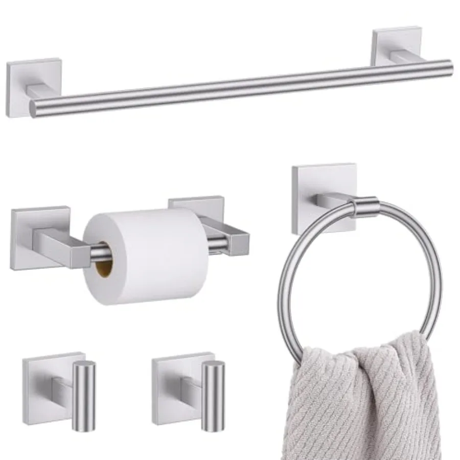5 Pieces Bathroom Hardware Set, Towel Bar Set Includes 23.6" Towel Bar, Towel Ring Holder, Toilet Paper Holder and Two Towel Ho
5 Pieces Bathroom Hardware Set, Towel Bar Set Includes 23.6" Towel Bar, Towel Ring Holder, Toilet Paper Holder and Two Towel Ho