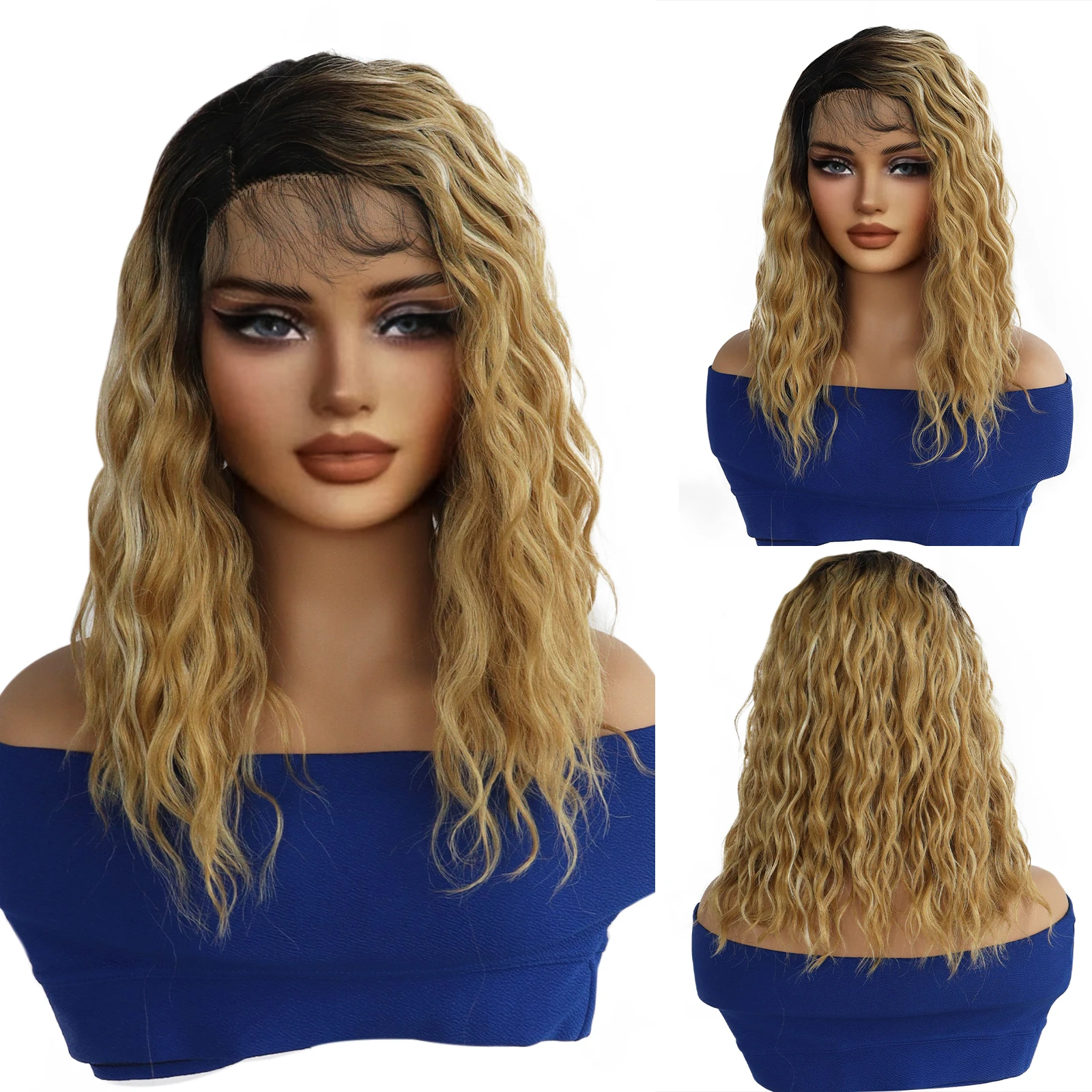 13x4x1 Synthetic Lace Front Wig Ombre Blonde Water Wave Middle Part Heat Resistant Curly Hair Wig For Ladies
13x4x1 Synthetic Lace Front Wig Ombre Blonde Water Wave Middle Part Heat Resistant Curly Hair Wig For Ladies