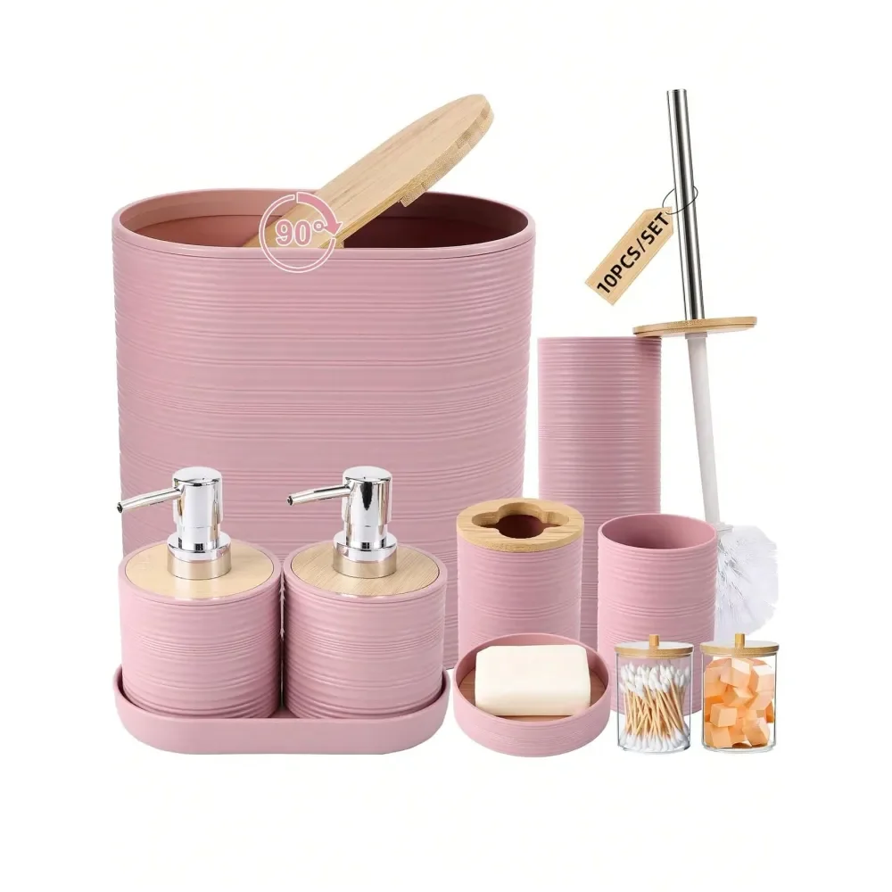 Set Bathroom Accessories Set With Trash Can, 2PCS Soap Dispensers, Soap Dish, Toothbrush Holder, Toothbrush Cup,Toilet Brush, T
Set Bathroom Accessories Set With Trash Can, 2PCS Soap Dispensers, Soap Dish, Toothbrush Holder, Toothbrush Cup,Toilet Brush, T