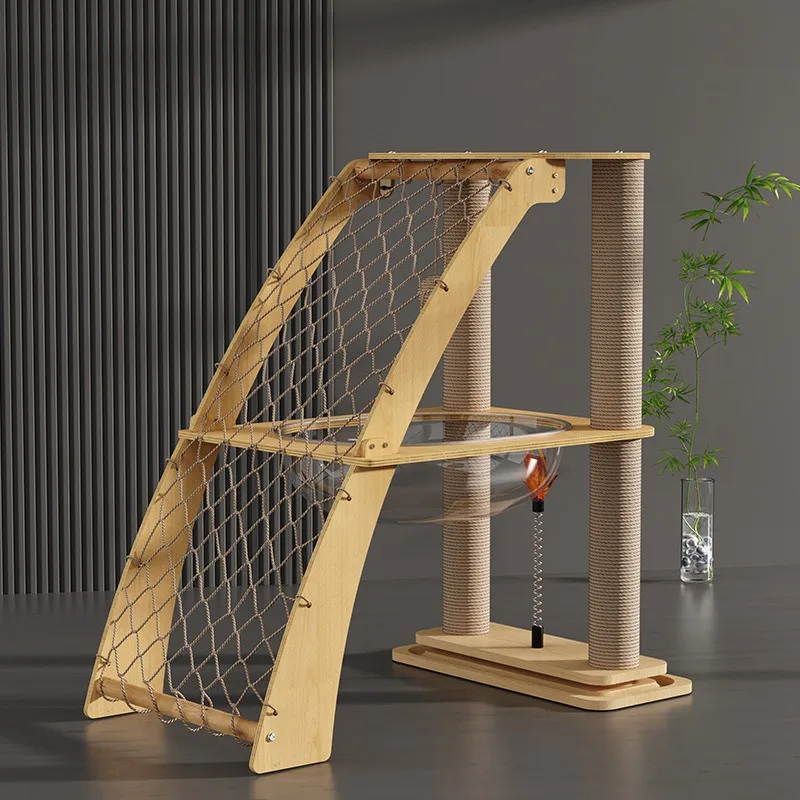 Wood Cat Tree with Climbing Net Transparent Cat Bed Scratching Post Stable Cat Furniture Indoor Cats Kittens Activity Playhouse
Wood Cat Tree with Climbing Net Transparent Cat Bed Scratching Post Stable Cat Furniture Indoor Cats Kittens Activity Playhouse