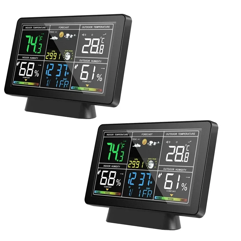 ЖК-метеостанция, беспроводной цифровой термометр, электрический внутренний/наружный термометр, гигрометр, вилка европейского стандарта, простой в использовании
ЖК-метеостанция, беспроводной цифровой термометр, электрический внутренний/наружный термометр, гигрометр, вилка европейского стандарта, простой в использовании