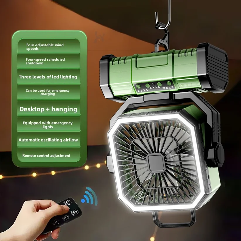 Shaking Head Outdoor Fan Desktop Lighting Large Capacity Portable Camping Fan Remote Control Fan
Shaking Head Outdoor Fan Desktop Lighting Large Capacity Portable Camping Fan Remote Control Fan