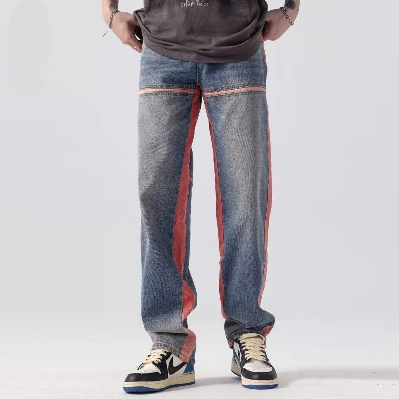 Mens Hip-Hop Fashion Patchwork Slim Fit Stretch Jeans Y2k Streetwear Vertical Stripe Jeans Trendy Straight Leg Denim Pants
Mens Hip-Hop Fashion Patchwork Slim Fit Stretch Jeans Y2k Streetwear Vertical Stripe Jeans Trendy Straight Leg Denim Pants