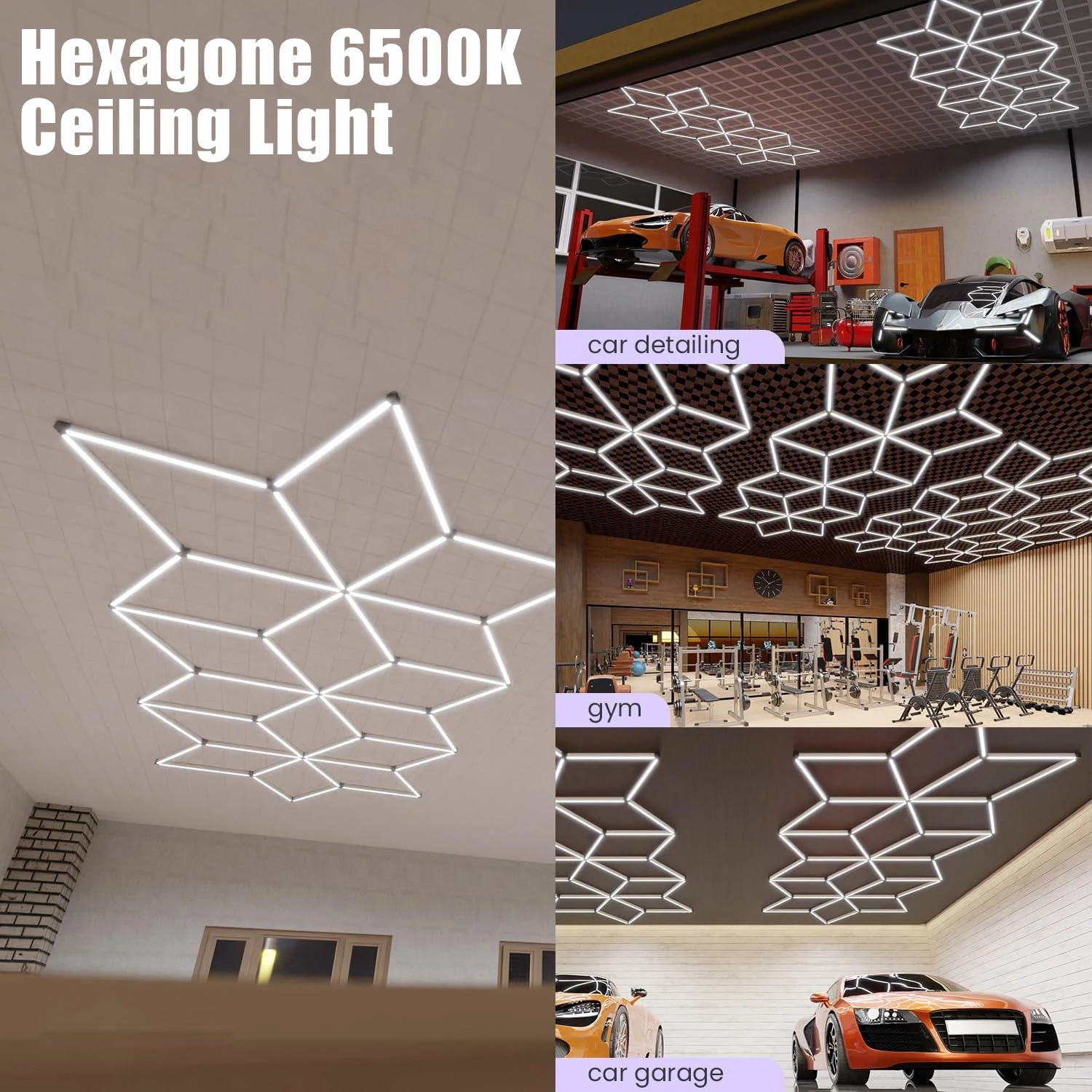 110-240V LED Ceiling Lamp 6500K High Bright Hexagram Garage Light Hexagon Lights Creative Warehouse Car Shop Exhibition Hall
110-240V LED Ceiling Lamp 6500K High Bright Hexagram Garage Light Hexagon Lights Creative Warehouse Car Shop Exhibition Hall
