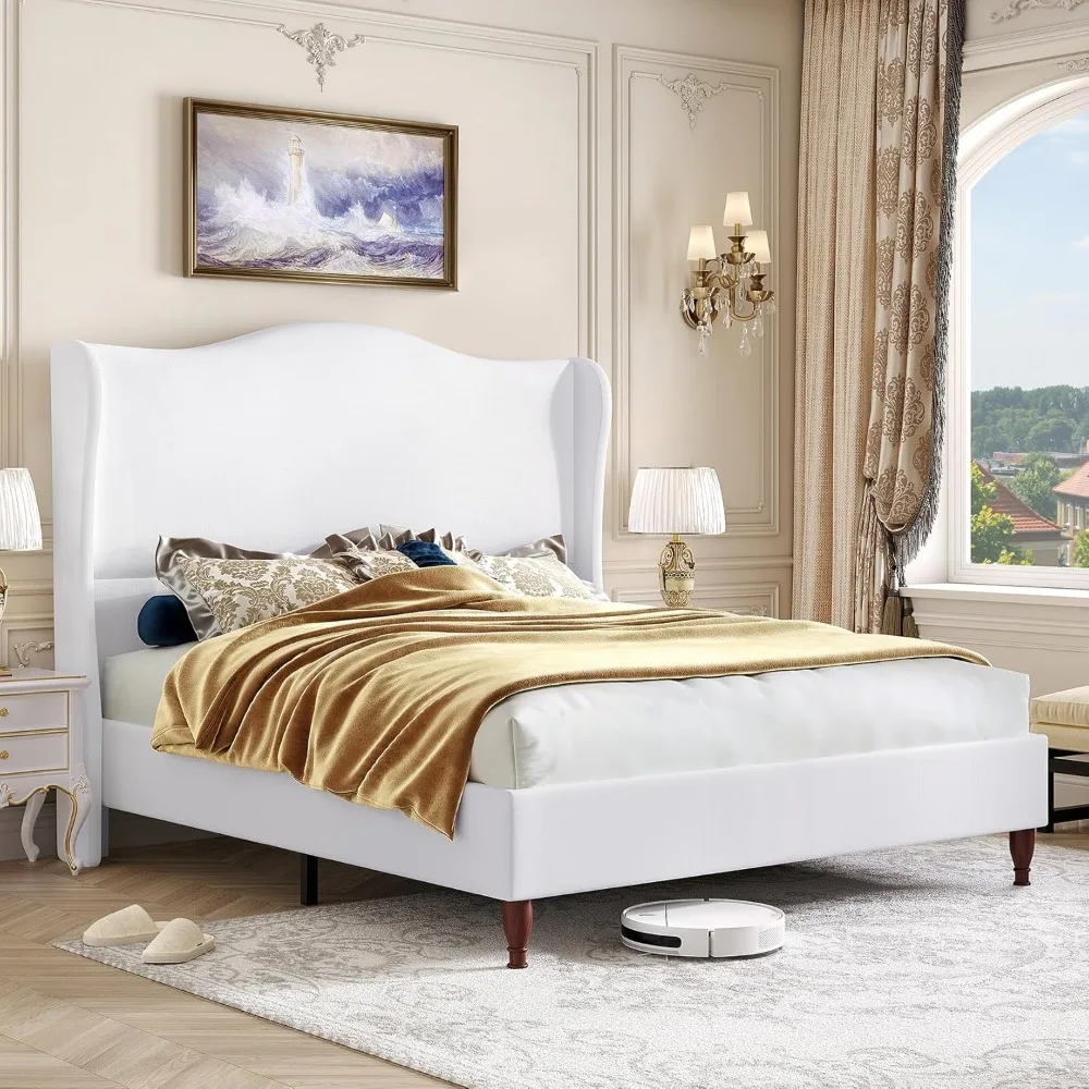 King Bed Frame, Tall Headboard Wingback,Retro Simple Style Platform Beds No Box Spring Needed, Upholstered Platform Bed
King Bed Frame, Tall Headboard Wingback,Retro Simple Style Platform Beds No Box Spring Needed, Upholstered Platform Bed